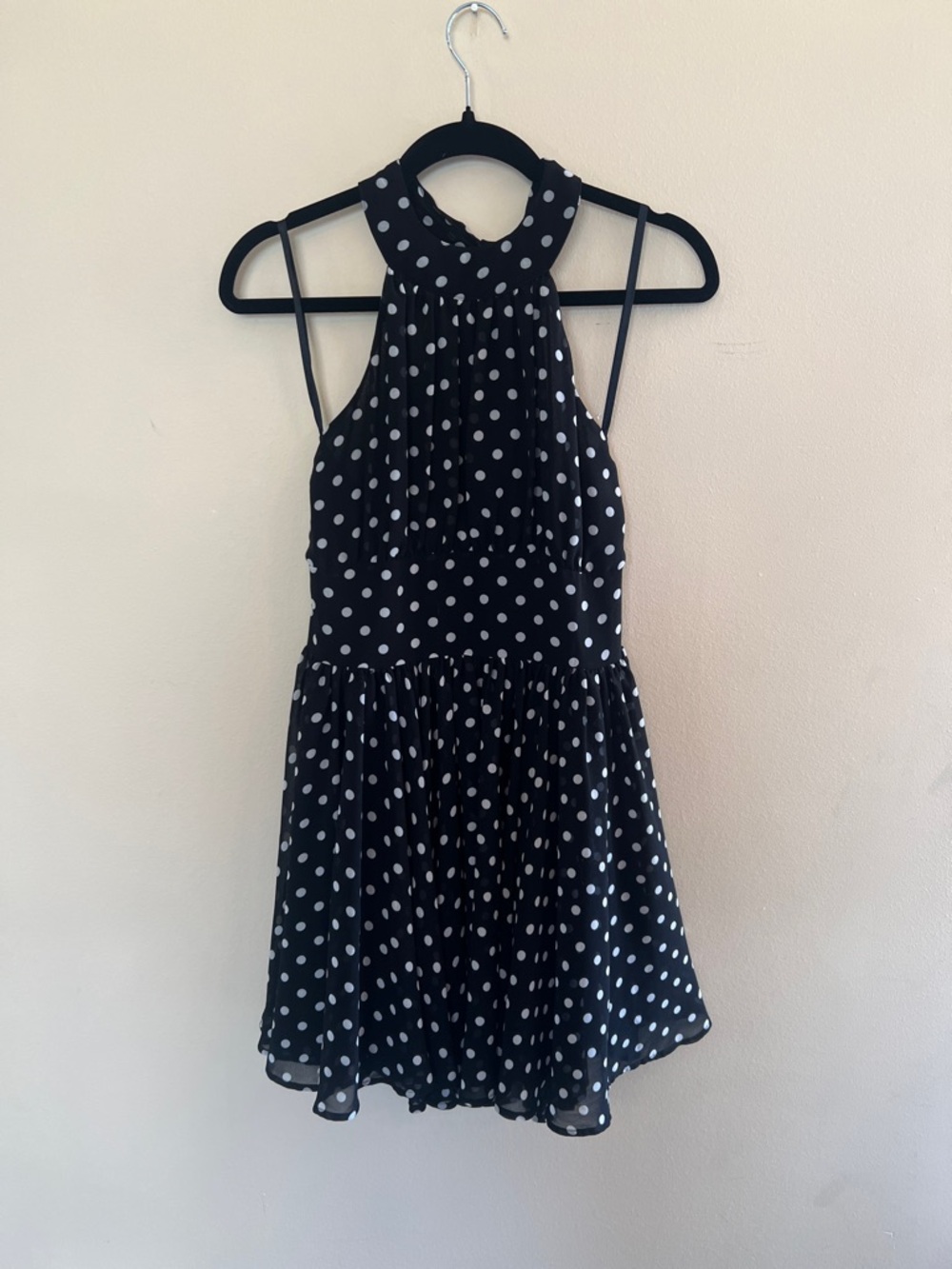 Moda International Black Polka Dot Halter Mini Dress
